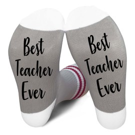 Teacher Gifts, ‘Best Teacher Ever’ Novelty Socks Gifts for Teachers, Teacher Appreciation Gifts, Favors for Birthday, Christmas, Thanksgiving, Back-to-school Season, etc. (092)