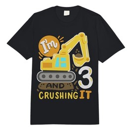 Kids 3rd Construction Birthday Party I'm 3 Crushing It Boys Comfort Colors Adult Heavyweight T-Shirt