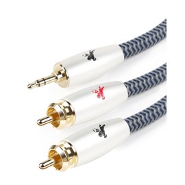 3.5mm to 2RCA Audio Cable Aux to RCA Headphone Male to Male Jack Adapter Cotton Braided 1/8 to RCA Audio Y Cord Subwoofer Cable (3.3ft)