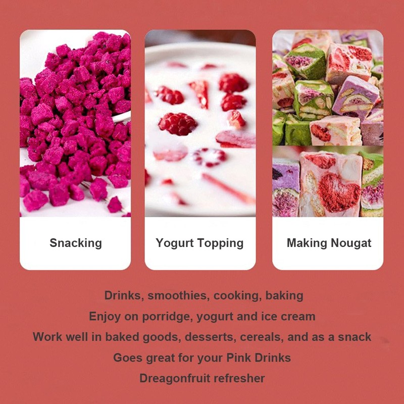 Mkostlich Freeze-dried Dragon Fruit, 2 x 3.52oz Dragon Fruit Snacks