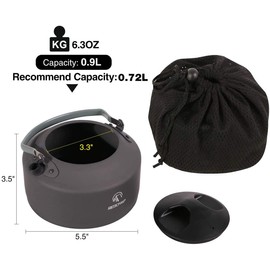 REDCAMP 0.9L Small Outdoor Camping Kettle, Aluminum Water Pot with Carrying Bag, Compact Lightweight Tea Kettle