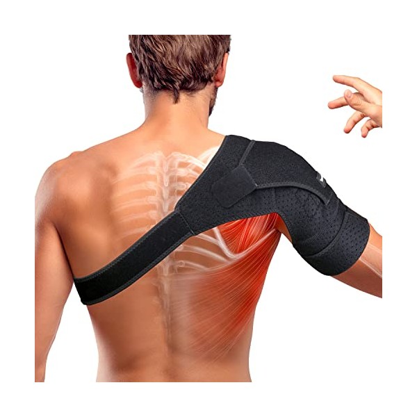 Thx4COPPER Magnetic Shoulder Brace, Compression Support Wrap Belt, Adjustable Stabilizer,Arm Injury Prevention for Dislocated AC Joint, Labrum Tear, Pain, Arthritis, Bursitis, Scapula Tendonitis-RL