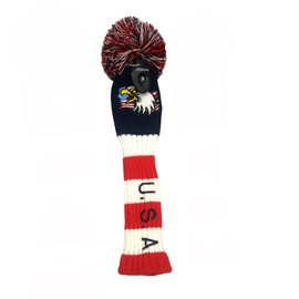 USA Flag Eagle Embroidered Knitted Golf headcovers 135 Set for 460cc Driver Wood Hydrid POM POM Head Club Covers