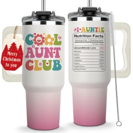 Christmas Gifts for Aunt - Cool Aunt Club Coffee Tumbler 40Oz, Best Aunty Gifts from Niece Nephew for Birthday, Mothers Day, Presents for First Time & Best Auntie Ever, New Aunty Cup with Handle Straw