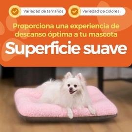 Cama Tipo Colchoneta para Perro de Forro Polar con Relleno Suave, Antiestrés y Duradero (Small, Rosa)                                                 
