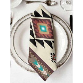 Kitchen Dinner Napkins Set of 4, Southwestern Cloth Napkins Reusable Washable Table Napkins for Weddings Cocktail Parties Holiday Table Decor 20x20 Inch Native American Boho Tribal Vintage