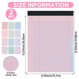 party greeting 12 Colors File Folder Notepad 2.6 Inch Expansion-Pack of 24-9.5 x 12.5 Inch Notebook Folders Organizer for File Filing, Document, Clipboard Organization for Office Home School-Pastel