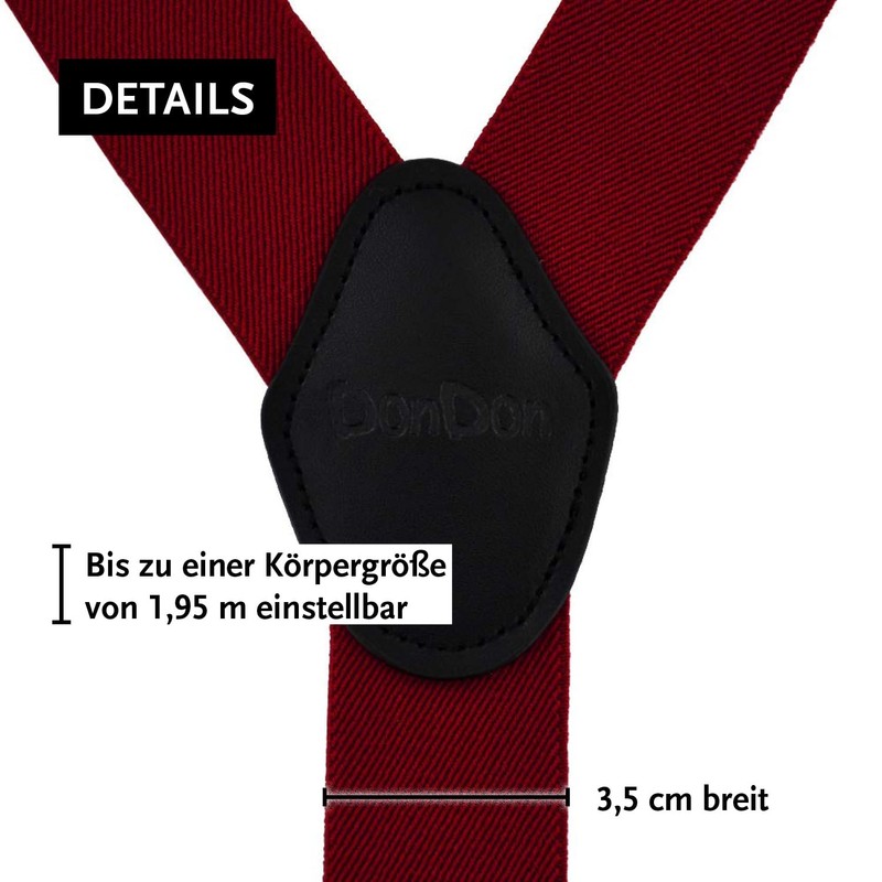 DonDon® Men's braces, wide, 4 clips, with Y-shaped leather, elastic
