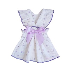 QWINEE Heart Print Dog Cat Dress Bow Decor Cute Dog Dresses Puppy Tutu Skirt Chihuahua Teddy Pomeranian Dress Birthday Holiday Clothes for Cat Kittens Small Medium Large Dogs Purple XS