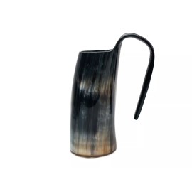 One Random Large Natural Long Horn Cattle Viking Mug: Dark Coloring
