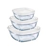 Duralex - Lys Square Stackable Bowl with White Lid, Set
