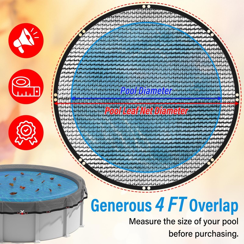 Pool Leaf Net Cover for 21 Ft,Leaf Net for Above