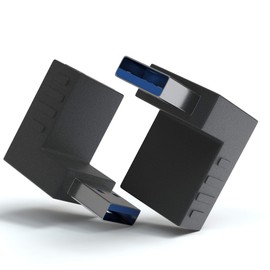 JAMEGA - USB 3.0 Angle Adapter 270° | Pack of 3 A Male to A Female Angle Plug Coupling | Compatible with All USB Cables