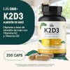 LIFE 360+ Vitamina K2 D3 | 200 cápsulas | 480mg