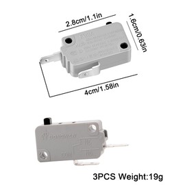 3pcs kw3a Microwave Door Switch YQBOOM 16A 125/250V Microwave Interlock Switch Replacement Part-Normally Closed