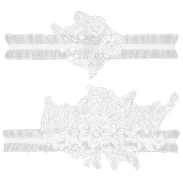 FNANJWQ 2 Pcs White Lace Wedding Garter for Bride, Bohemian