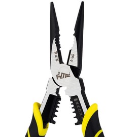 6 in 1 Needle Nose Pliers for Wire Gripping Stripping Cutting and Crimping | Multifunctional Linemans Pliers Heavy Duty Chrome Vanadium Steel Forged 9 inch