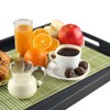 DILLMAN Serving Tray Large Black Wood Rectangle Food Tray Butler