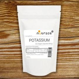 Nutrics® 750mg Potassium Chloride 100% Pure x 120 V Capsules - (4 Month Supply) - Suitable for Vegan Vegeatarian Halal & Kosher (240)