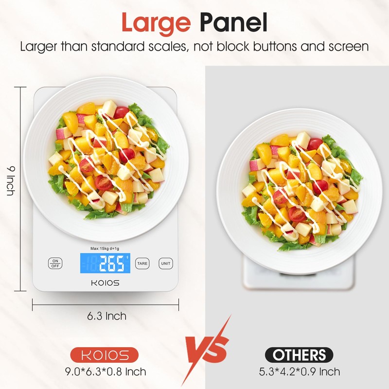KOIOS Kitchen Scale, 33lb/15kg Digital Food Scales Weight in Grams