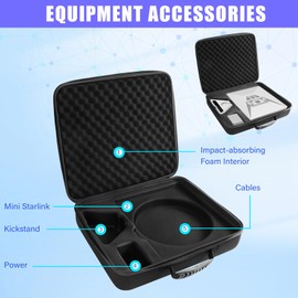 AKIKDJ Starlink Mini Travel Bag, Perfectly Protection for Kickstand, Pipe Adapter, Cables, Power Supply- Hard Shell Portable Storage Case with Dual Layer Customizable Shock-Absorbing Foam Interior