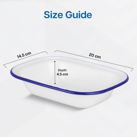 WINSOME Enamel Pie Dish | White Enamel Roasting Tin| Dishwasher Safe Pie Dish Pudding Baking Steak | Enamel Plate Tray for Oven & Stove (L 20 x W 14.5 x D 4.5 cm)