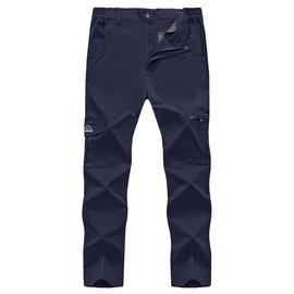 Rdruko Men's Hiking Pants Lightweight Quick Dry Water Resistant Outdoor Travel Work Fishing Pants 6 Pockets (Navy,US 32)