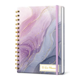 Daily Planner Undated to Boost Productivity, Undated To Do List Notebook, Spiral Appointment Book, Habit Tracker Journal, Goal Planner and Tracker to Hit Your Daily Goals (Purple)