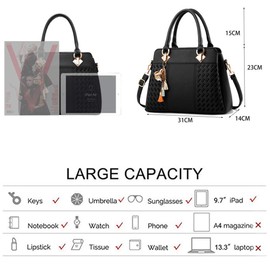 KEEPOP Women Purses Satchel Handbags Ladies Designer Top Handle Tote Bag PU Leather Bag Pink