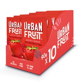 URBAN FRUIT Strawberry - Gently Baked Fruit - No Added Sugar - Healthy - Vegan - 10 x 90 g