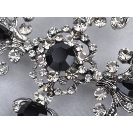 Alilang Gothic Holy Beaded Flowery Gunmetal Tone Crystal Flourish Church Religious Cross Pin Brooch