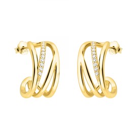 SOFIA MILANI - Women's Earrings 925 Silver - Gold Plated & with Zirconia Stones - Geometry Stud Earring - E2763