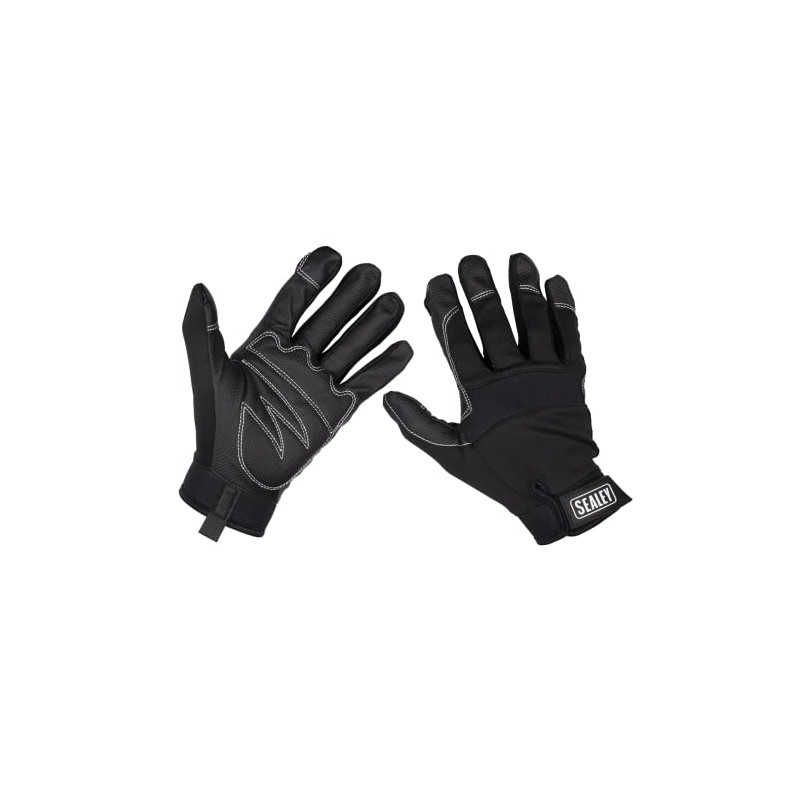 Sealey MG798XL Mechanic's Gloves Light Palm Tactouch - X-Large, Black