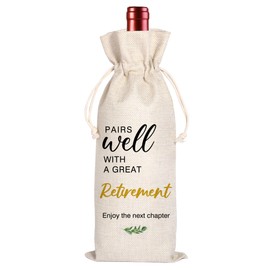 Maydvdv Retirement Gift Wine Bag,Best Retirement Gifts Farewell Leaving Gifts for Teacher Coworker Friend Colleagues Nurse Boss Retirees Work,Pairs Well With A Great Retirement 11WB68