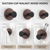 SEIUCAN Walnut Suction Cup Hooks - Waterproof No Drill Removable
