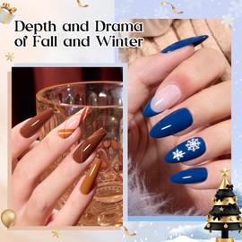 Beetles Gel Nail Polish Seasons Impressions Collection - 25 Colors Uv Gel Nail Kit Brown Burgundy Black White Red Pink Nude Green Purple Blue Glossy Matte Glitter Top Base Coat Gifts for Women