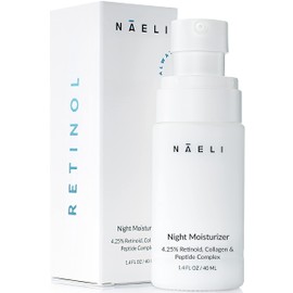 Retinoid Cream - 4.25% Retinol Night Moisturizer for Face & Neck with Collagen, Peptides & Hyaluronic Acid - Anti Aging Wrinkle Cream, Improves Skin Tone & Texture, 1.4 oz