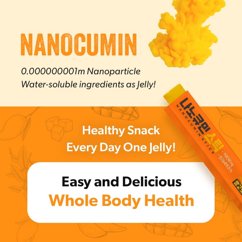 NANOCUMIN Turmeric Curcumin Jelly Stick 30ea, Mango Flavor - 60mg