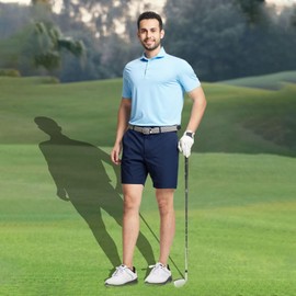 M MAELREG Mens Shorts Casual Dry Fit Stretch Waist Flat Front Flex Zip Pocket Casual Golf Shorts Men 7 inch Inseam Navy