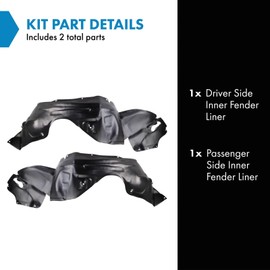 TRQ Inner Fender Liner Set Compatible with 1997-2001 Lexus ES300 LX1250105 LX1251105