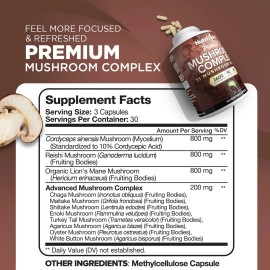 Nutrivein 11 Mushroom Blend Immune Support Herbal Supplement 90 Capsules