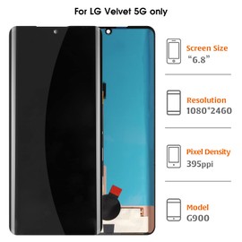 A-MIND for LG Velvet 5G G900 LCD Screen and Display Replacement,for LG LM-G900N LM-G900EM LM-G900 LM-G900TM Touch Screen Digitizer Full Assembly