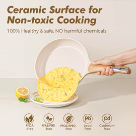 SENSARTE Ceramic Pots and Pans Set Nonstick, Kitchen Cookware Sets, 14-Piece Induction Cookware, Non-toxic Healthy Non Stick Cooking Set, with Frying Pans Set, PFAS PTFE PFOA PFOS Free