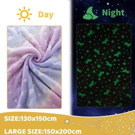 Cuddly Blanket Children, Unicorn Blanket, Cuddly Blanket Glows in the Dark, Unicorn Gifts for Girls, Super Soft and Warm Blanket, Bed Sofa, Fluffy Unicorn Blanket, Pink (Unicorn-01, 150 x 200 cm)