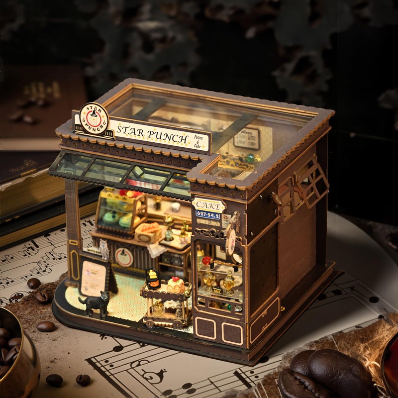 Foyucool DIY Miniature Dollhouse Kits, Tiny House Kit with Light,