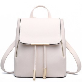 FiveloveTwo Womens Girls Fashion Backpack Rucksack PU Leather Purse Shoulder Hobo Bag Satchels Top-Handle Bags Off White