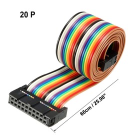 sourcing map IDC Rainbow Wire Flat Ribbon Cable 20 Pins 66cm Length 2.54mm Pitch Type-B