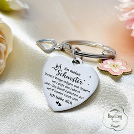 Gift for Sisters, Keyring Sister Gift, Birthday Gift, Christmas Gifts for Sister, Best Sister Gifts, Best Friend Gifts for Birthday, Christmas, silver
