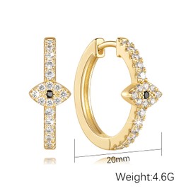 worfey Gold Hoop Earrings for Women 14K Gold Earrings for Women Evil Eye Hoop Earring for Womens Hoops Fashion Powerful Evil Eye with Shimmering Cubic Zirconia Unique Womens Hoops Earring