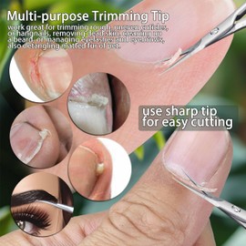 XGIZMOO Cuticle Scissors Extra Fine Curved Professional Ultra Sharp Precise Long Handle Pointed Tip Cuticle Trimmer Cutter for Hang Nails and Dry Skin